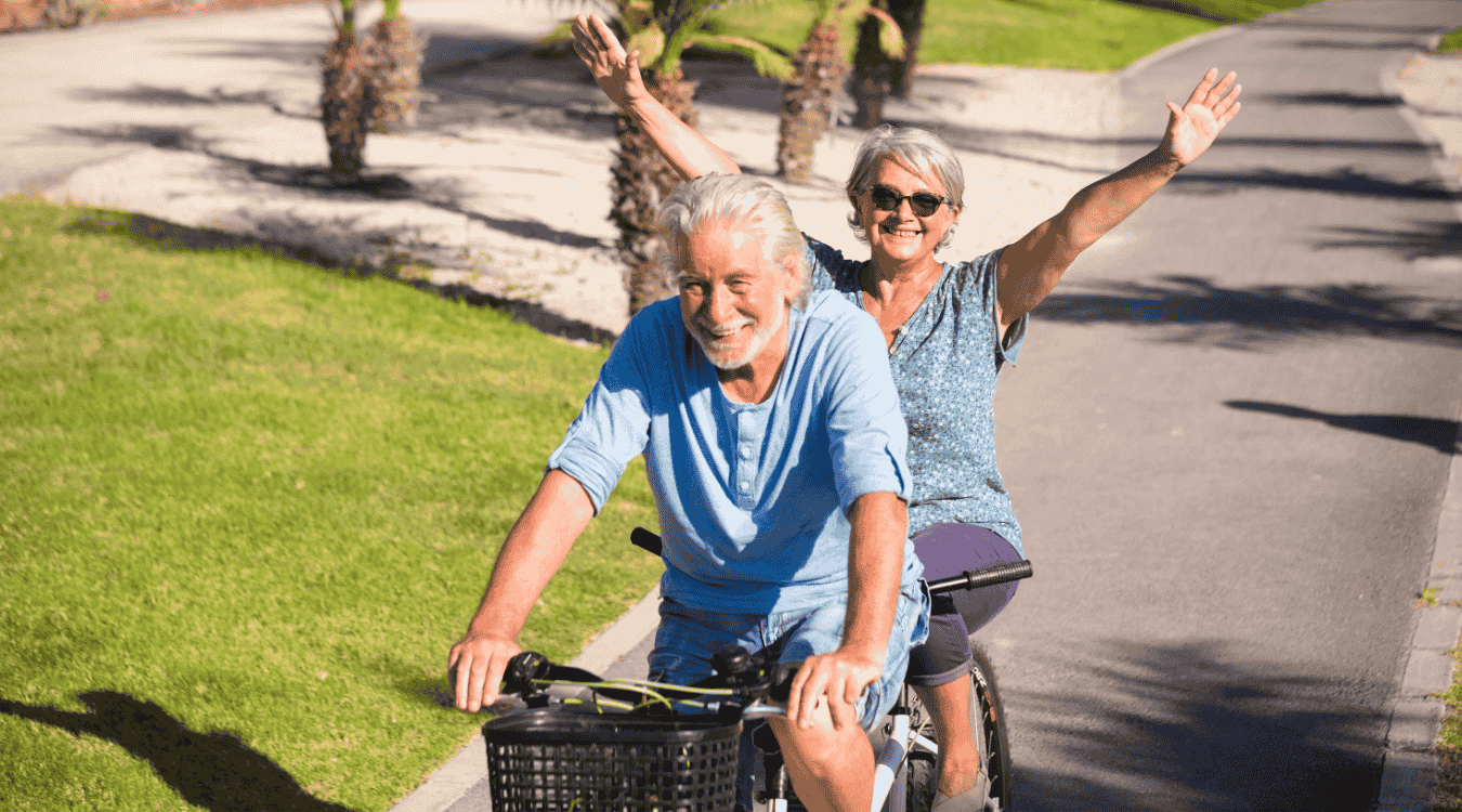 Elder couple bike riding